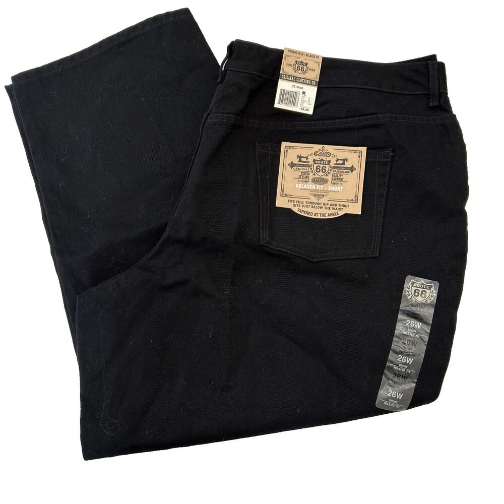 🔥🔥Route‎ 66 Relaxed Fit Tapered Straight Leg Women's Jeans, Sz 26 short, black